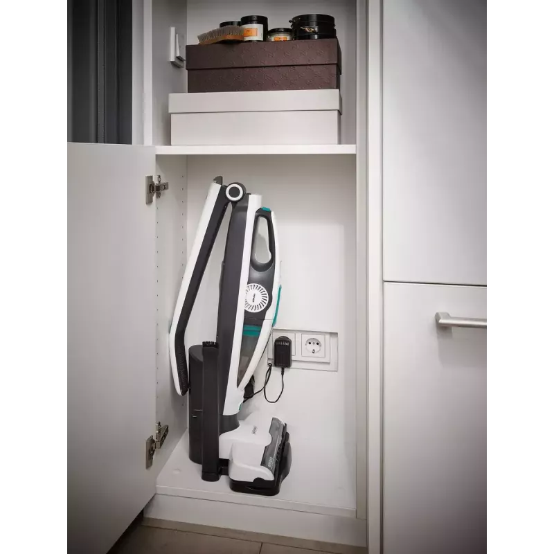 2 viename belaidis dulkių siurblys Leifheit PowerVac 2in1 — belaidis 20 V, 40 min veikimo laikas, cikloninis, nuimamas rankinis siurblys, plaunamas filtras