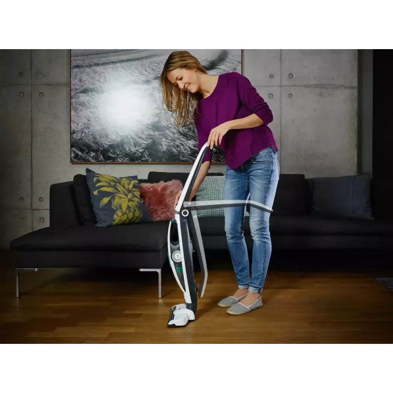 2 viename belaidis dulkių siurblys Leifheit PowerVac 2in1 — belaidis 20 V, 40 min veikimo laikas, cikloninis, nuimamas rankinis siurblys, plaunamas filtras