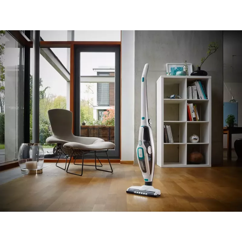 2 viename belaidis dulkių siurblys Leifheit PowerVac 2in1 — belaidis 20 V, 40 min veikimo laikas, cikloninis, nuimamas rankinis siurblys, plaunamas filtras