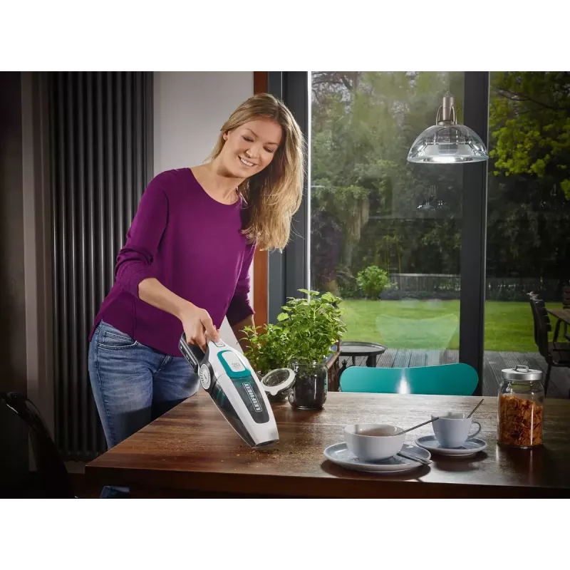 2 viename belaidis dulkių siurblys Leifheit PowerVac 2in1 — belaidis 20 V, 40 min veikimo laikas, cikloninis, nuimamas rankinis siurblys, plaunamas filtras