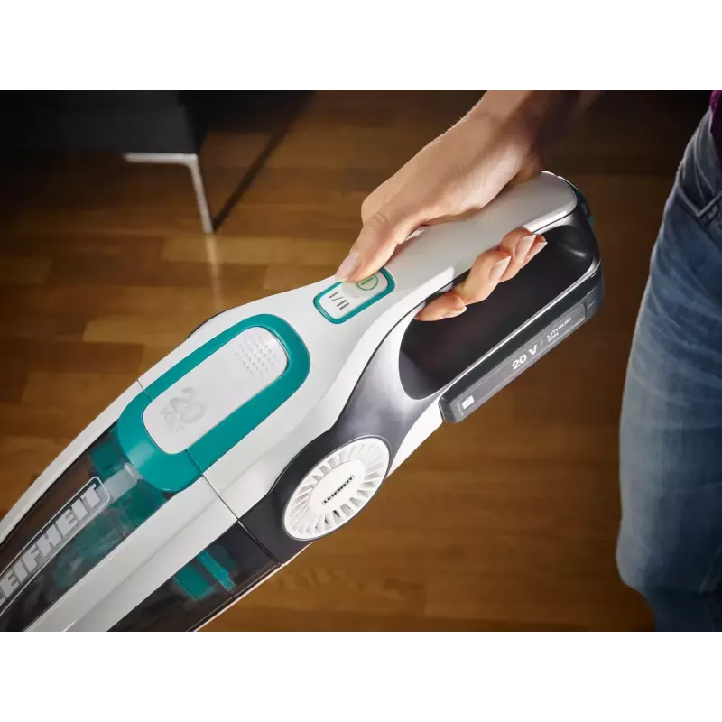2 viename belaidis dulkių siurblys Leifheit PowerVac 2in1 — belaidis 20 V, 40 min veikimo laikas, cikloninis, nuimamas rankinis siurblys, plaunamas filtras