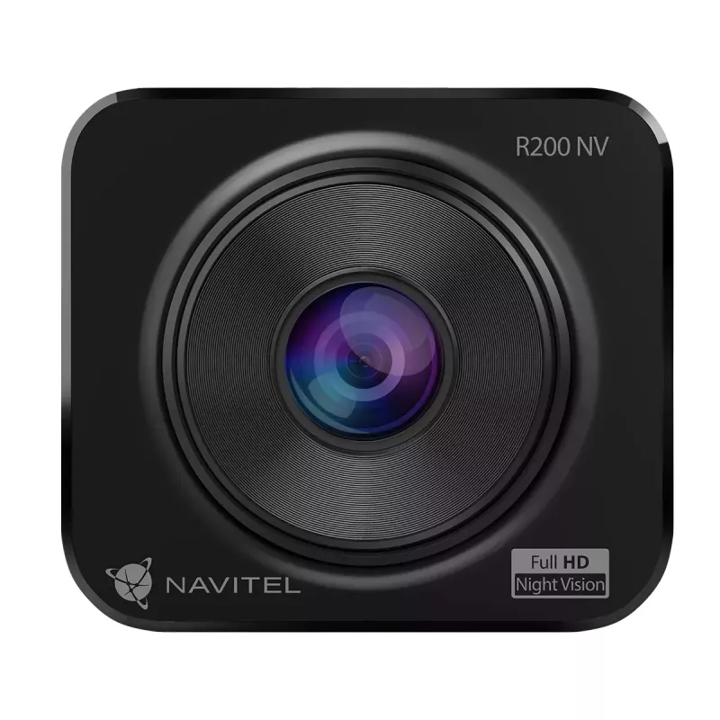 Vaizdo registratorius Navitel R200 NV — Full HD 1920×1080, 140° kampas, 2 colių ekranas, MicroSD iki 64 GB, baterija ir cigarečių degiklio maitinimas