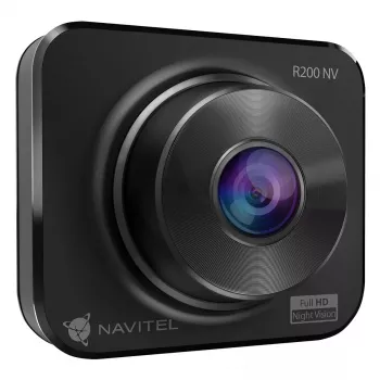 Vaizdo registratorius Navitel R200 NV — Full HD 1920×1080, 140° kampas, 2 colių ekranas, MicroSD iki 64 GB, baterija ir cigarečių degiklio maitinimas