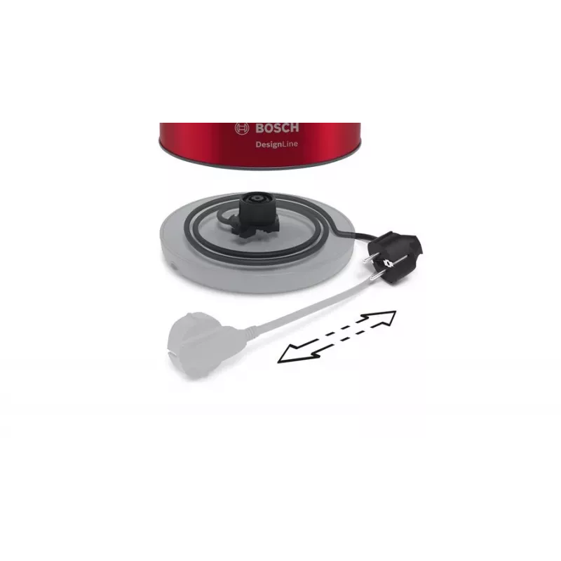 Elektrinis virdulys Bosch TWK4P434 — 1,7 l, 2400 W, juoda/raudona
