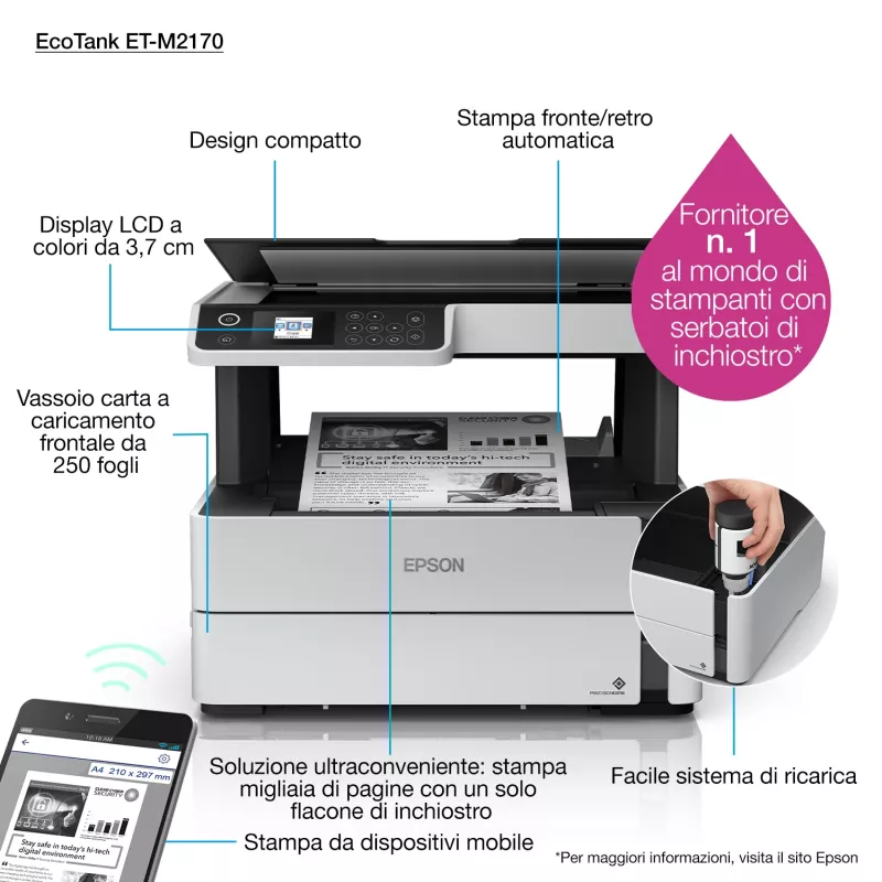 Epson EcoTank M2170 rašalinis A4 1200 x 2400 DPI 39 ppm Wi-Fi