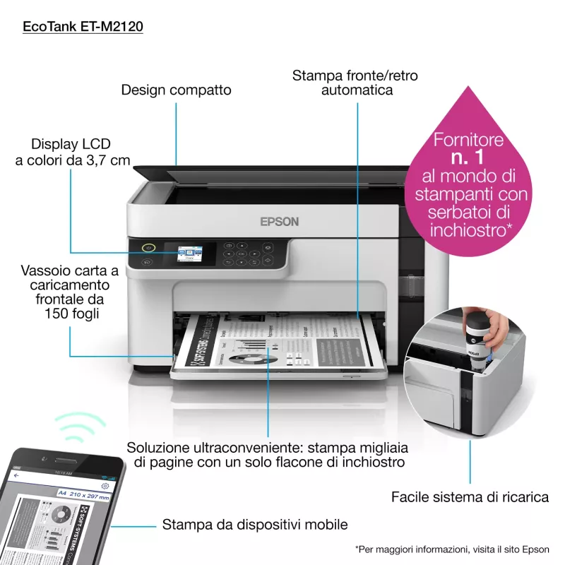 Epson EcoTank ET-M2120 rašalinis A4 1440 x 720 DPI 32 ppm Wi-Fi