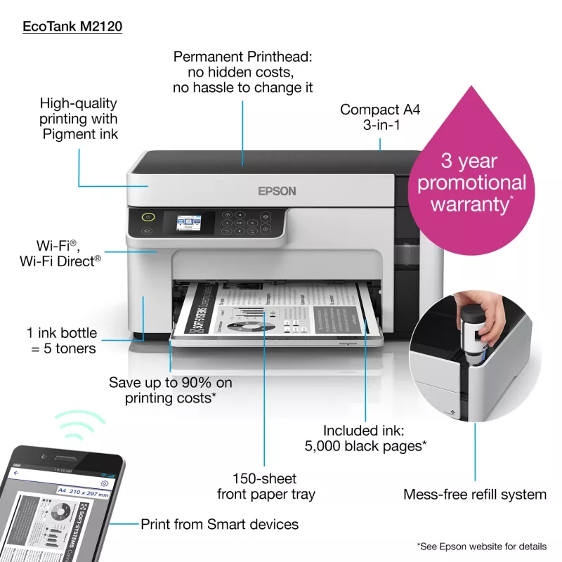 Epson EcoTank ET-M2120 rašalinis A4 1440 x 720 DPI 32 ppm Wi-Fi