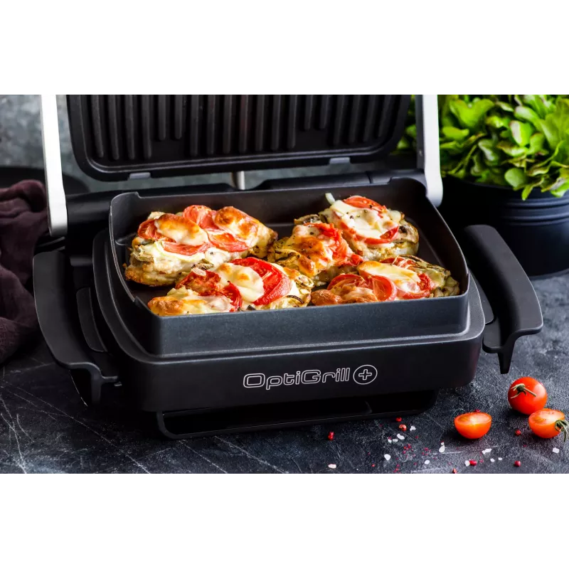 Kontaktinė kepsninė Tefal GC724D stalo keptuvė, metalinė / juoda, 440×340×172 mm, 7 kg