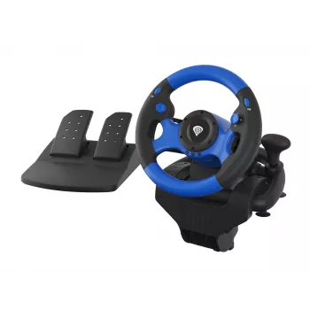 GENESIS Seaborg 350 Juoda, Blue USB vairas + pedalai Nintendo Switch, PC, PlayStation 4, Playstation 3, Xbox 360, Xbox One, Xbox Series S, Xbox Series X
