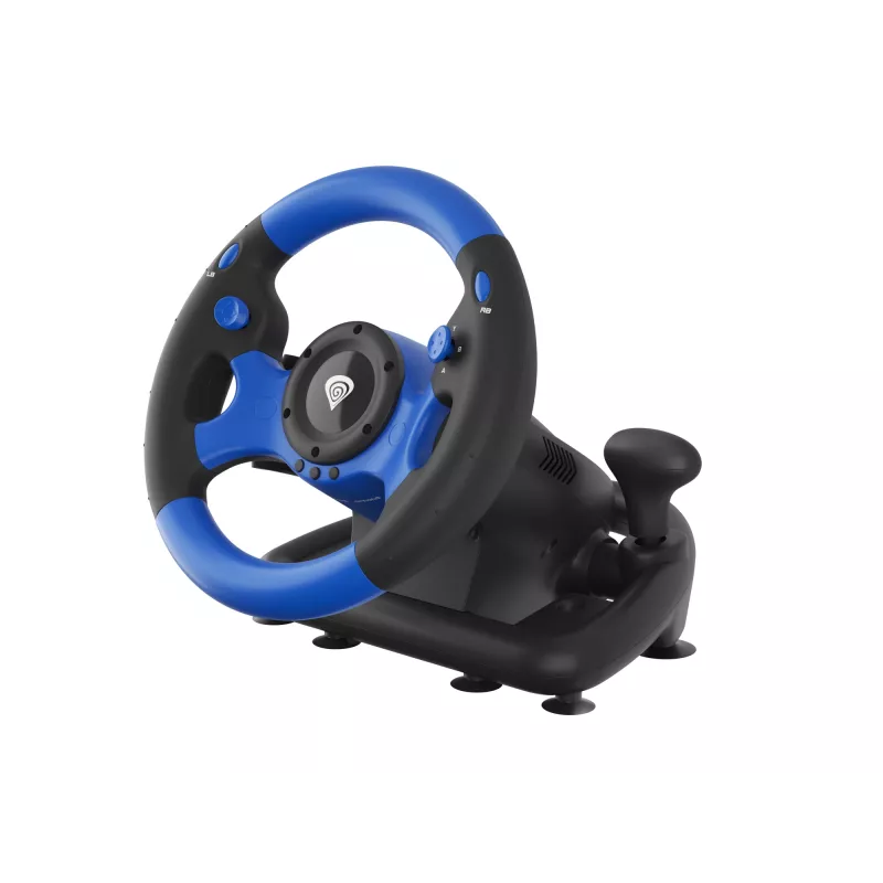 GENESIS Seaborg 350 Juoda, Blue USB vairas + pedalai Nintendo Switch, PC, PlayStation 4, Playstation 3, Xbox 360, Xbox One, Xbox Series S, Xbox Series X