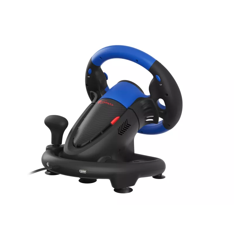 GENESIS Seaborg 350 Juoda, Blue USB vairas + pedalai Nintendo Switch, PC, PlayStation 4, Playstation 3, Xbox 360, Xbox One, Xbox Series S, Xbox Series X