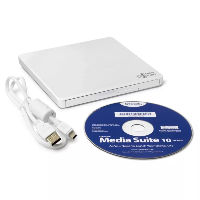 HITACHI-LG DATA STORAGE plonas nešiojamasis DVD įrašytuvas - Gp60nw60 - USB 2.0 - baltas