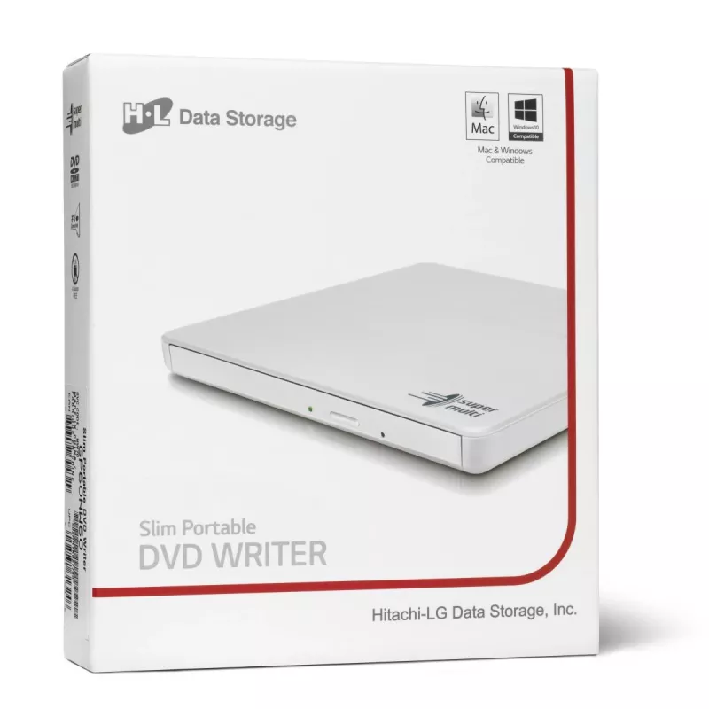 HITACHI-LG DATA STORAGE plonas nešiojamasis DVD įrašytuvas - Gp60nw60 - USB 2.0 - baltas