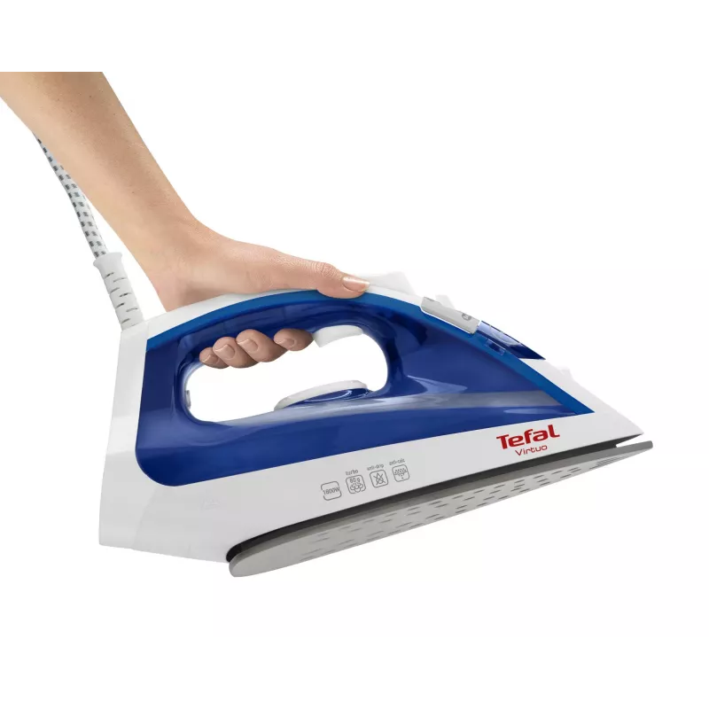Garinis lygintuvas Tefal Virtuo FV1711 — 1800 W, Durilium padas, 0,2 L bakelis, vertikalus garinimas, violetinė / balta