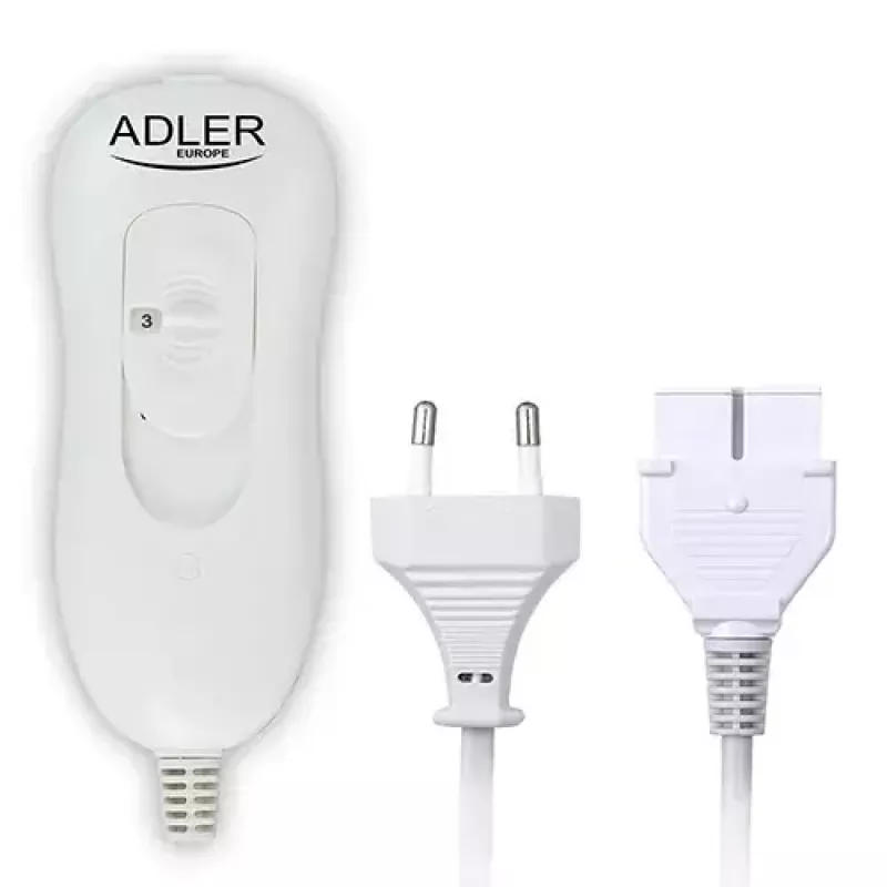 Elektrinė lovos šildymo antklodė Adler AD 7426, flisas, 160×150 mm, 60 W, 4 šilumos lygiai, 2 asmenims, nuimamas laidas