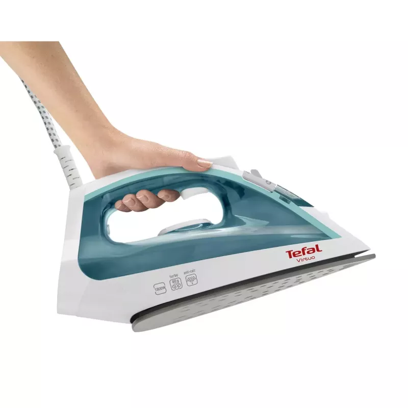 Garinis lygintuvas Tefal Virtuo FV1710 — 1800 W, 80 g/min garų srautas, vertikalus garinimas, žalia/baltos spalvos