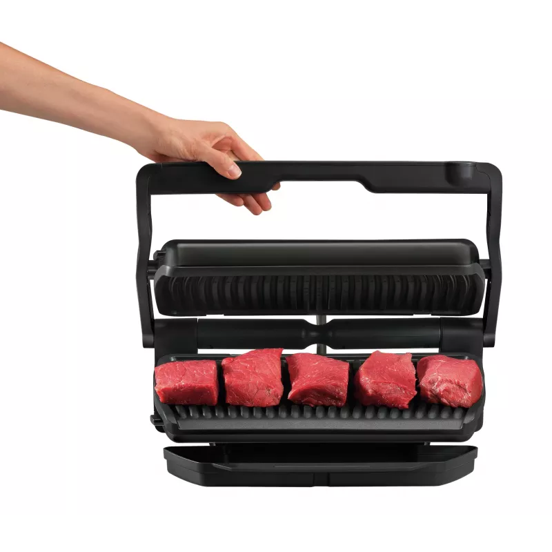 Kontaktinė grilis Tefal GC7228 — kontaktinė kepsninė, 800 cm² kepimo paviršius, reguliuojamas termostatas, juodas nerūdijantis plienas
