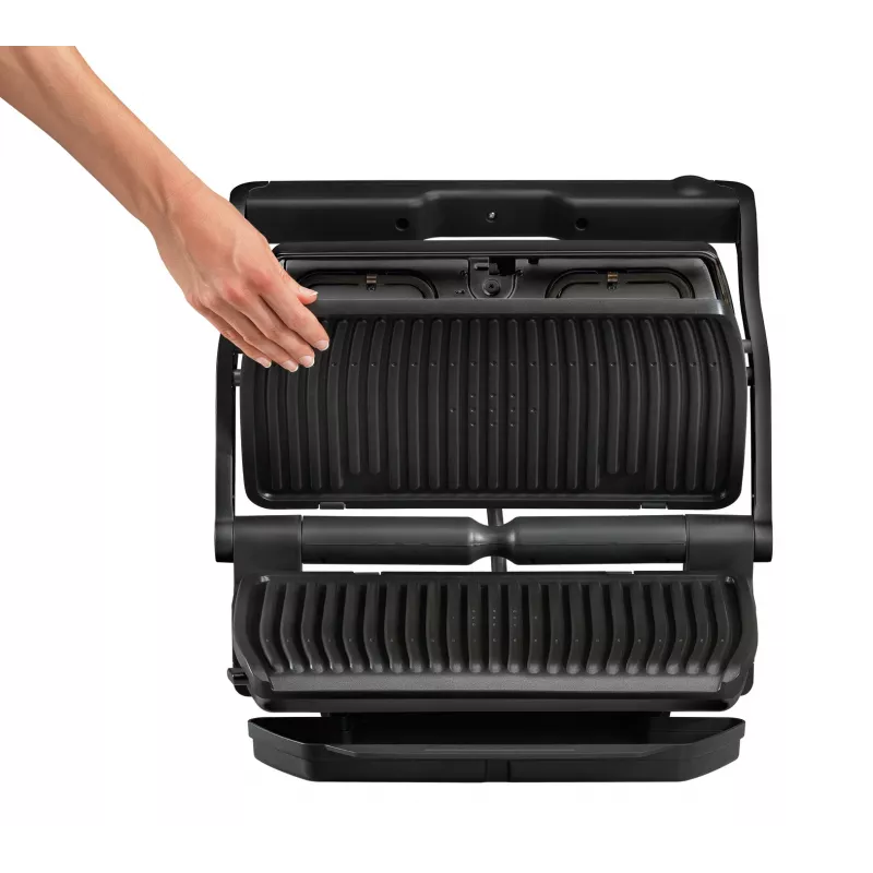 Kontaktinė grilis Tefal GC7228 — kontaktinė kepsninė, 800 cm² kepimo paviršius, reguliuojamas termostatas, juodas nerūdijantis plienas