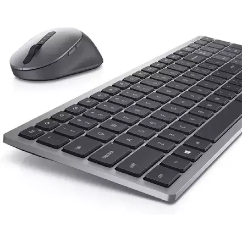 Belaidė klaviatūra ir pelė Dell KM7120W Bluetooth Titan pilka kompaktiška klaviatūra ergonominė pelė