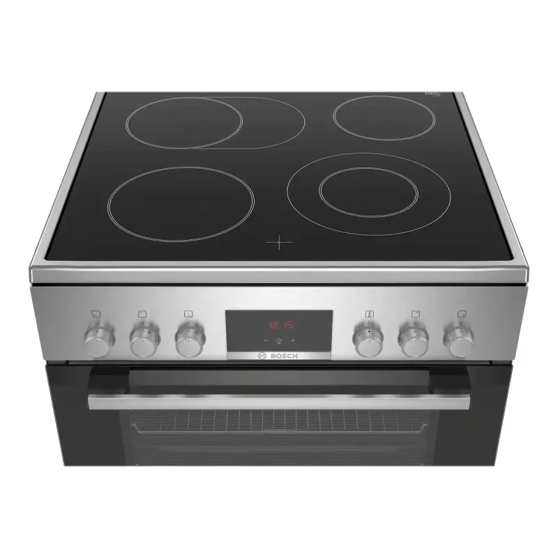 Laisvai pastatoma viryklė Bosch Serie 4 HKR39A250U, keraminė kaitlentė 4 zonos, orkaitė 66 L, nerūdijantis plienas, 600 mm