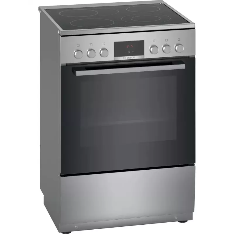 Laisvai pastatoma viryklė Bosch Serie 4 HKR39A250U, keraminė kaitlentė 4 zonos, orkaitė 66 L, nerūdijantis plienas, 600 mm