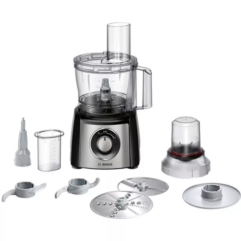 Virtuvinis kombainas Bosch MCM3401M su 800W varikliu ir 2,3 l dubeniu, juoda/nerūdijantis plienas
