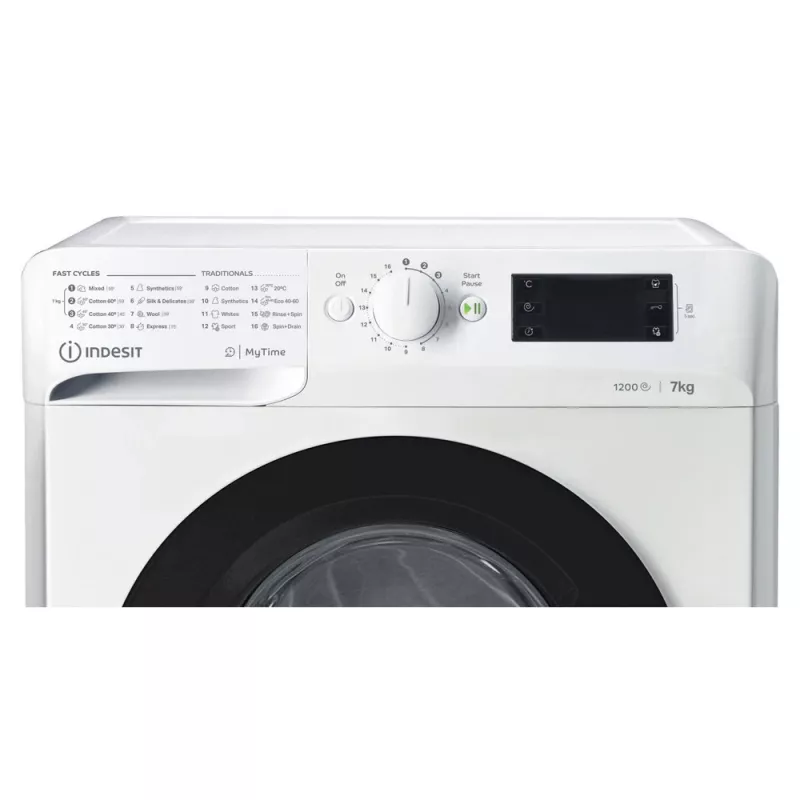Indesit MTWE 71252 WK EE skalbimo mašina, įkraunama iš priekio, 7 kg, 1151 aps./min., balta