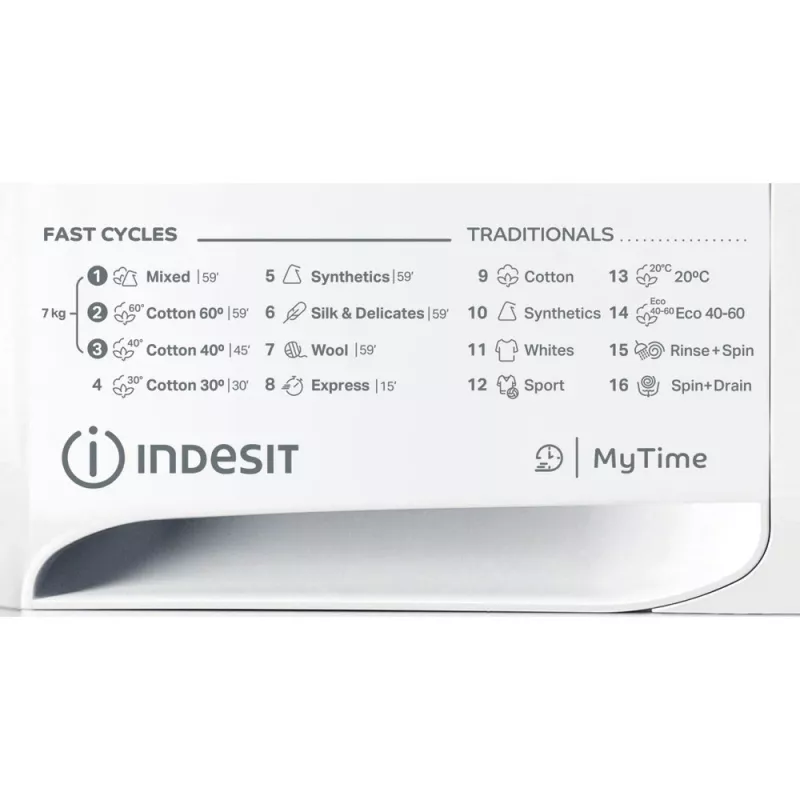 Indesit MTWE 71252 WK EE skalbimo mašina, įkraunama iš priekio, 7 kg, 1151 aps./min., balta