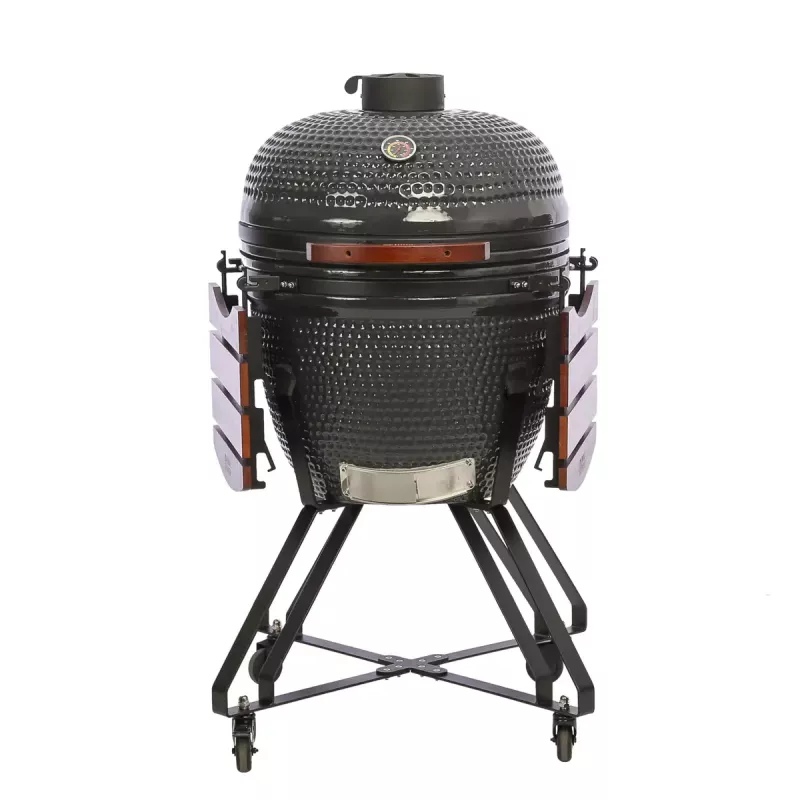 Kamado grilis TUNABONE TunaBone Classic 23 colių (L dydis) keraminio stiliaus anglies grilis, 23 colių kepimo skersmuo, tamsiai pilkas