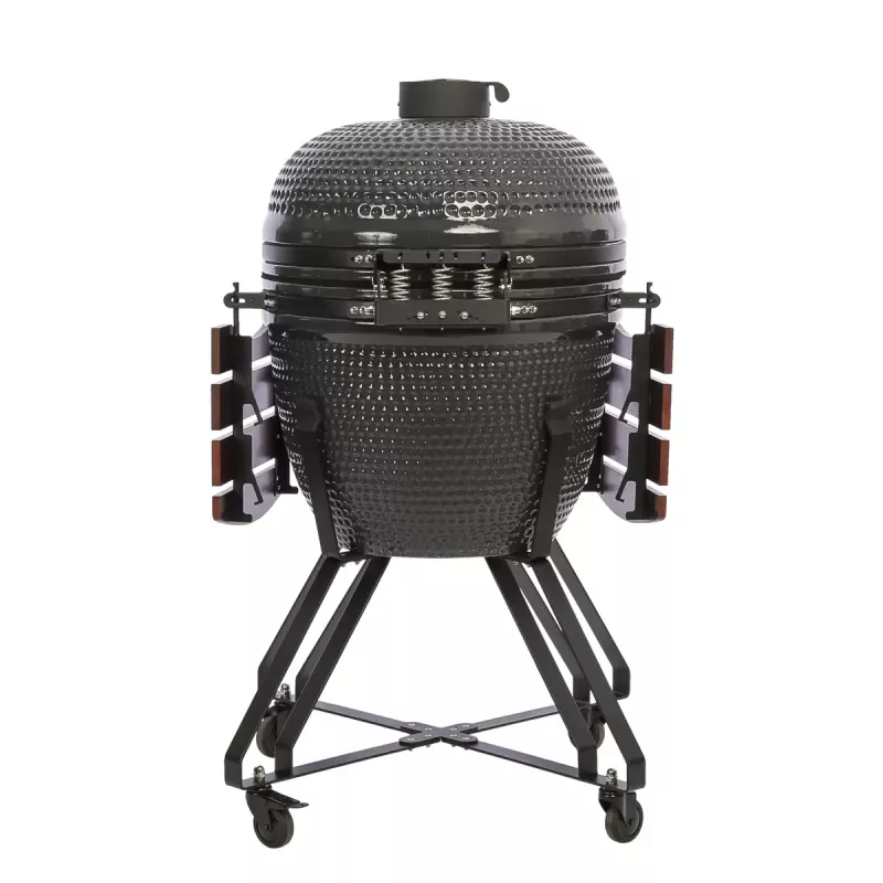 Kamado grilis TUNABONE TunaBone Classic 23 colių (L dydis) keraminio stiliaus anglies grilis, 23 colių kepimo skersmuo, tamsiai pilkas