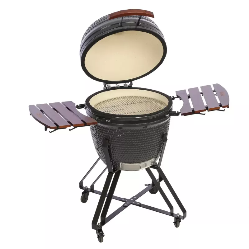 Kamado grilis TUNABONE TunaBone Classic 23 colių (L dydis) keraminio stiliaus anglies grilis, 23 colių kepimo skersmuo, tamsiai pilkas