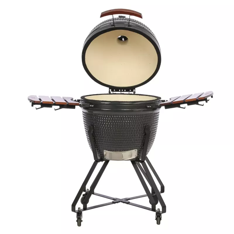 Kamado grilis TUNABONE TunaBone Classic 23 colių (L dydis) keraminio stiliaus anglies grilis, 23 colių kepimo skersmuo, tamsiai pilkas