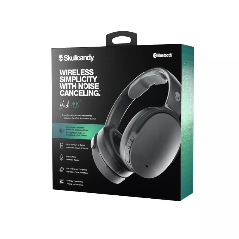 Ausinės Skullcandy Hesh ANC — viršutinės laidinės ir belaidės, Bluetooth 5.0, ANC, USB-C, 22 h veikimo, 3,5 mm, juodos