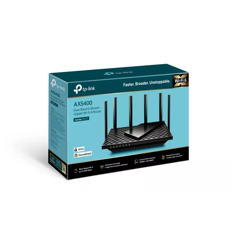 TP-Link Archer AX5400 dviejų juostų gigabito belaidis maršrutizatorius su Wi-Fi 6, juodas