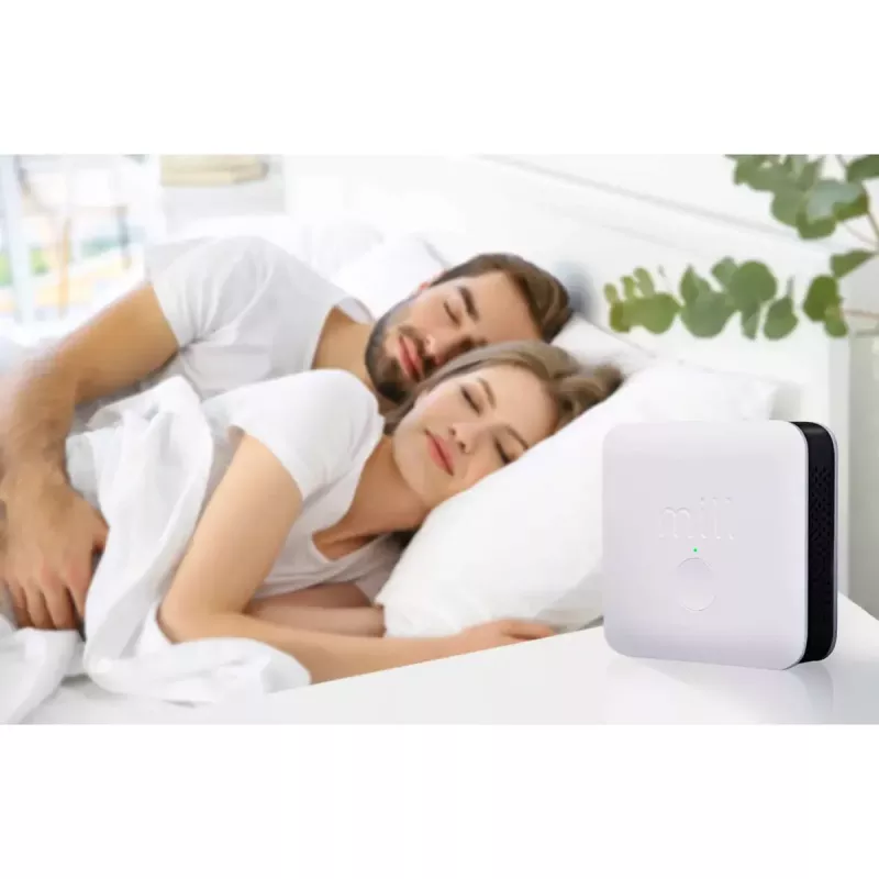 Aplinkos jutiklis Mill Sense SENSEAIR — belaidis oro kokybės, drėgmės ir temperatūros monitorius (baterija, Wi‑Fi, 70×30×70 mm)