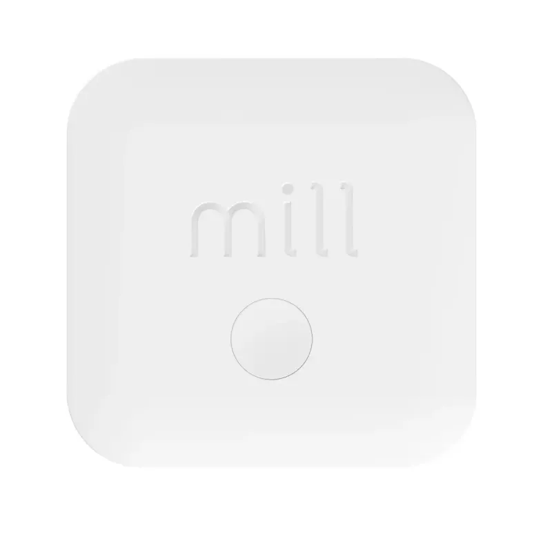 Aplinkos jutiklis Mill Sense SENSEAIR — belaidis oro kokybės, drėgmės ir temperatūros monitorius (baterija, Wi‑Fi, 70×30×70 mm)