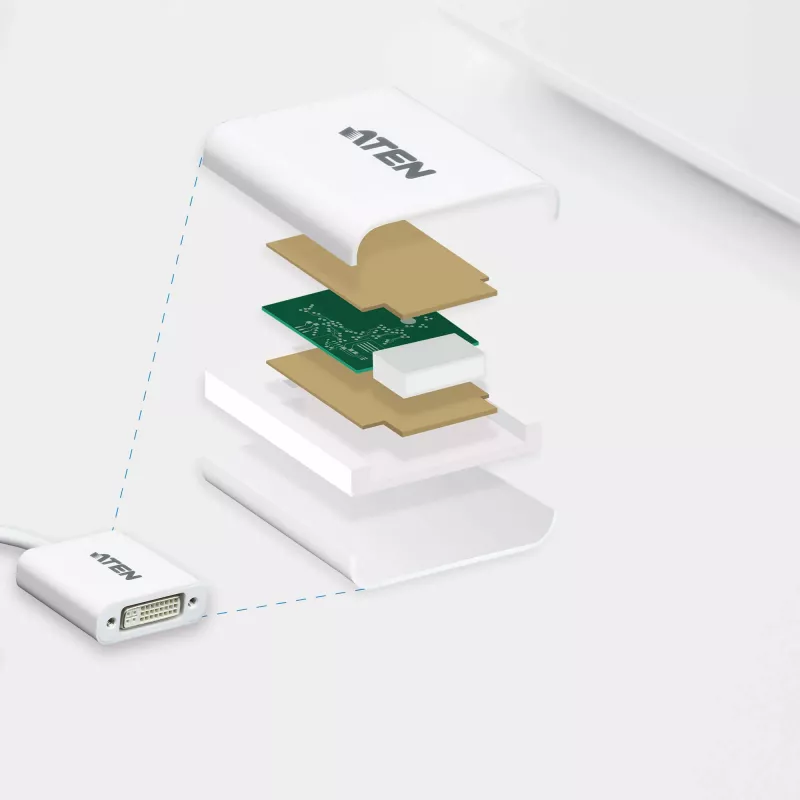 ATEN DisplayPort į DVI keitiklis, PC: Iki UXGA / HDTV: Iki 1080i,1080p