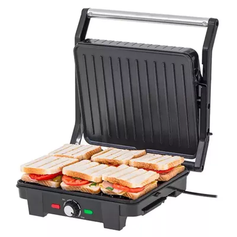 Kontaktinis grilis Adler AD 3051 — nerūdijantis plienas, 2200–2800 W, kepimo plotas 1392 cm², reguliuojama temperatūra, nepridegančios plokštės