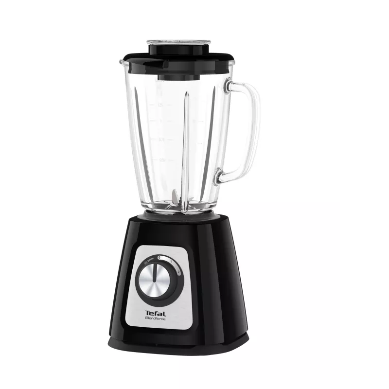 Stalinis trintuvas Tefal BlendForce II BL4388 — 800 W, 1,25 l stiklinis indas, ledo smulkinimas, juoda / šlifuotas plienas