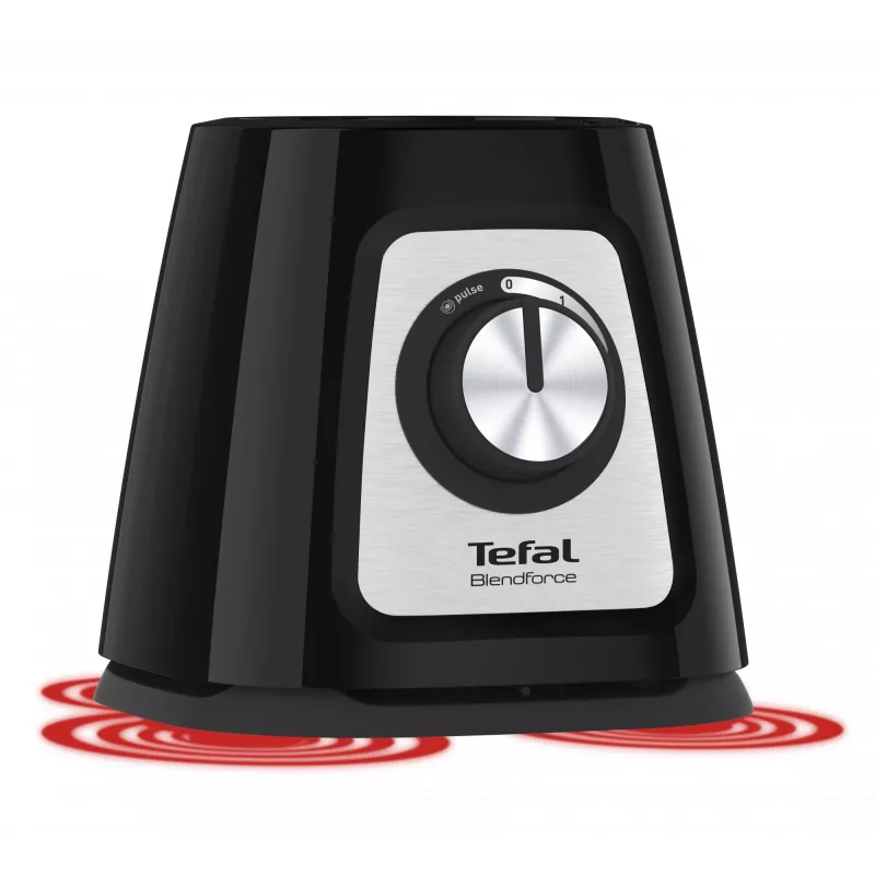 Stalinis trintuvas Tefal BlendForce II BL4388 — 800 W, 1,25 l stiklinis indas, ledo smulkinimas, juoda / šlifuotas plienas
