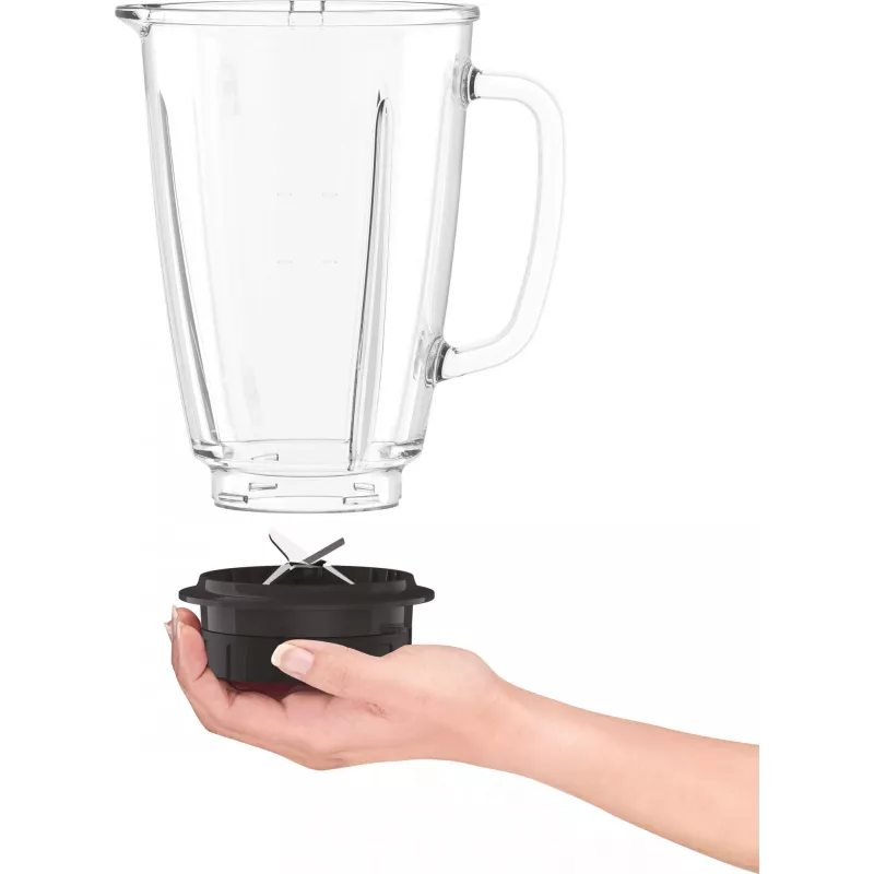 Stalinis trintuvas Tefal BlendForce II BL4388 — 800 W, 1,25 l stiklinis indas, ledo smulkinimas, juoda / šlifuotas plienas