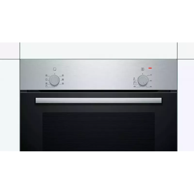 Įmontuojama orkaitė Bosch Serie 2 HBF010BR1S elektrinė, 66 L, nerūdijantis plienas, sukamieji valdikliai