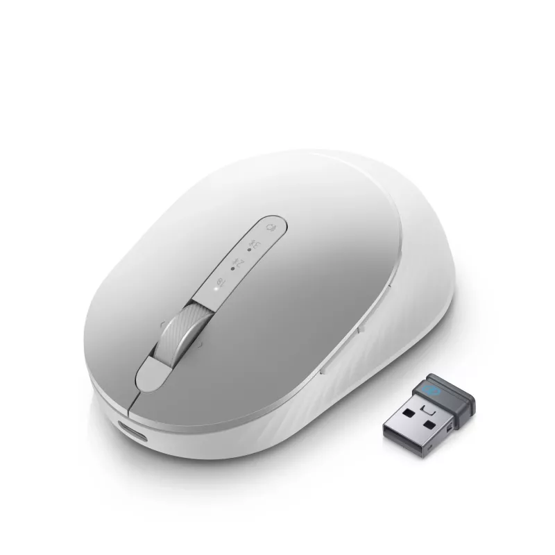 DELL Pro Premium Compact pelė - MS7421W - Platinum Sidabrinė, abiem rankoms tinkama, optinė, RF belaidė + Bluetooth, 1600 DPI, Platinum, Sidabrinė