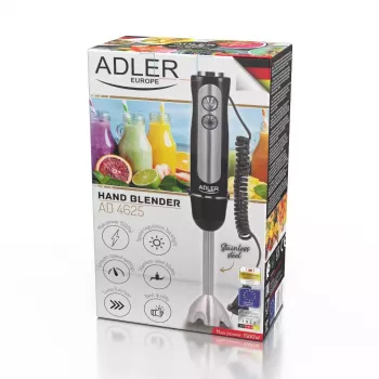 Panardinamasis trintuvas Adler AD 4625B — rankinis trintuvas, 1500 W maks., 850 W nominali, 5 greičių, mechaninis valdymas, turbo, nerūdijančio plieno peilis, juodas