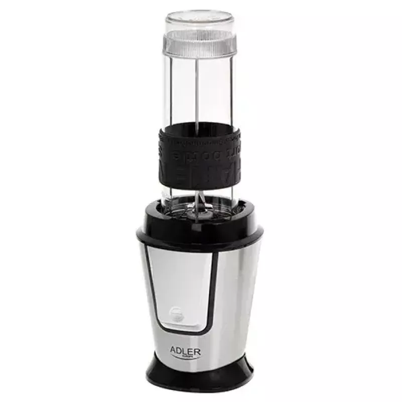 Sport blender Adler AD 4081 — nešiojamasis asmeninis trintuvas, 800 W maks., 0,57 l puodelis, nerūdijančio plieno peilis, 2 buteliai