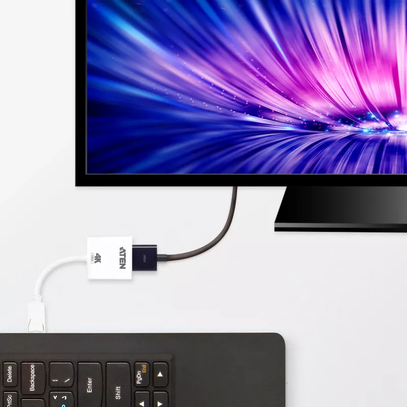 ATEN True 4K DisplayPort į HDMI aktyvus adapteris, 4096 x 2160 pikselių, 60 Hz, baltas, aktyvus vaizdo keitiklis, 0 - 50 °C, -20 - 60 °C