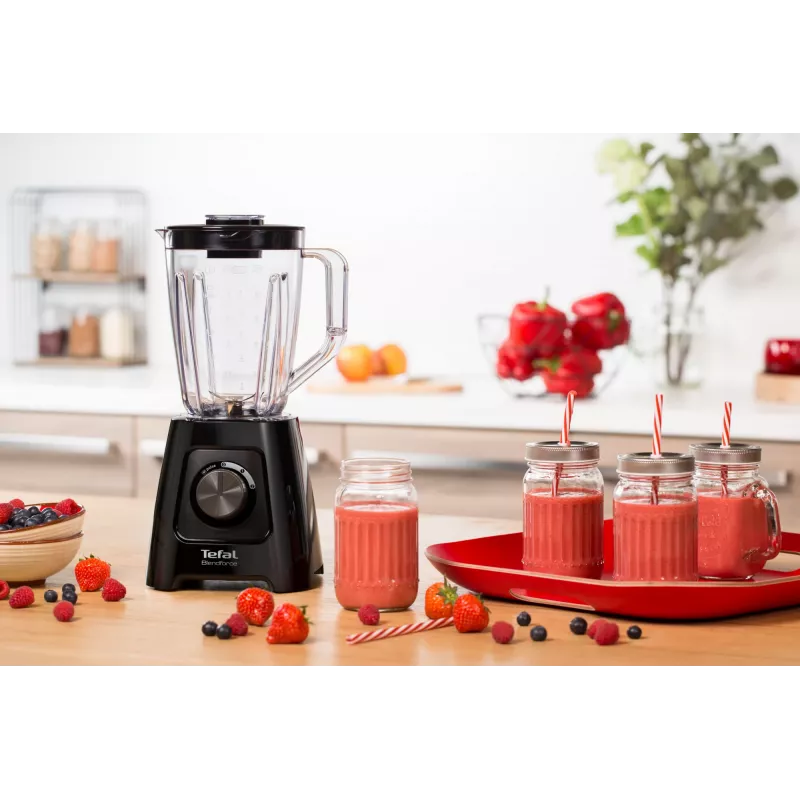 Stalo blenderis Tefal BL4208 — 600 W, 1,25 L plastikinis indas, 2 greičiai, ledo smulkinimas, juodas