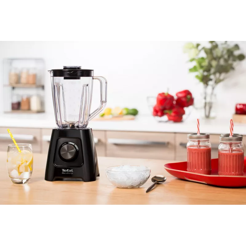 Stalo blenderis Tefal BL4208 — 600 W, 1,25 L plastikinis indas, 2 greičiai, ledo smulkinimas, juodas