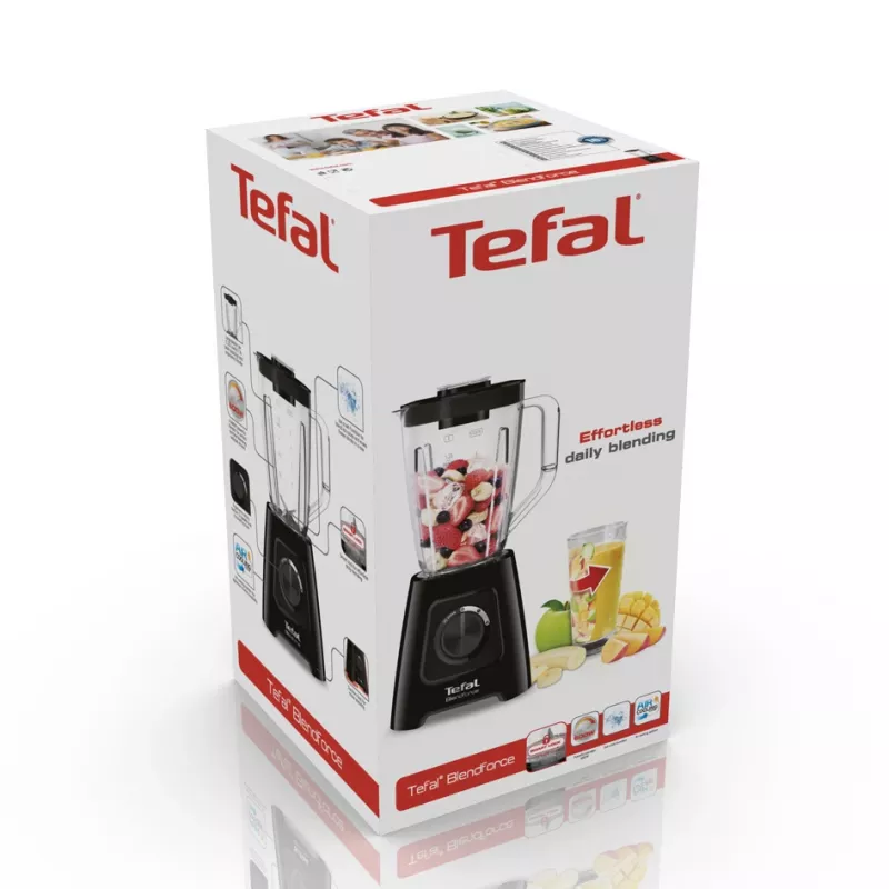 Stalo blenderis Tefal BL4208 — 600 W, 1,25 L plastikinis indas, 2 greičiai, ledo smulkinimas, juodas