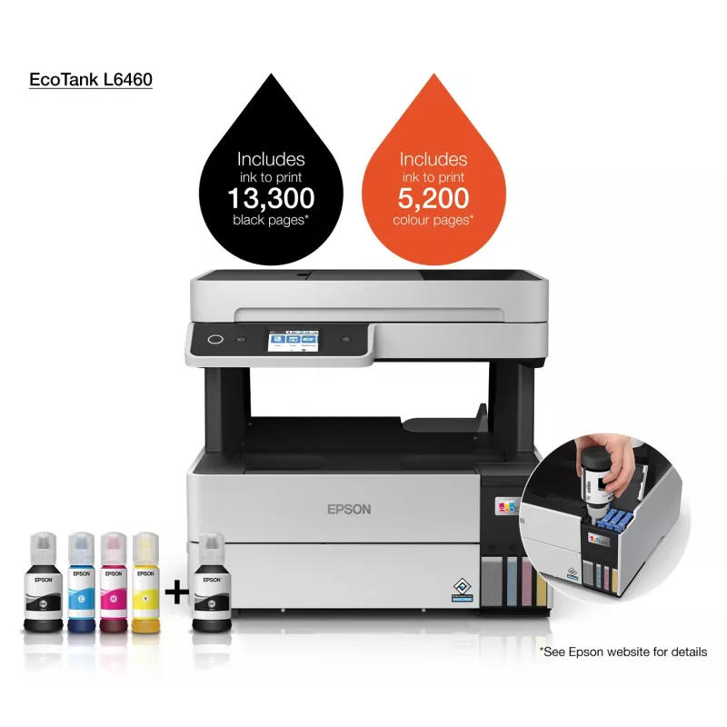 Daugiafunkcis spausdintuvas Epson EcoTank L6460 — rašalinis spalvotas, 4800x1200 dpi, 37 ppm, A4 dvipusis, Wi‑Fi, Ethernet